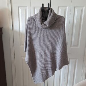 Pinkalicious Poncho Sweater Grey Knit With Mini Sequence One Size